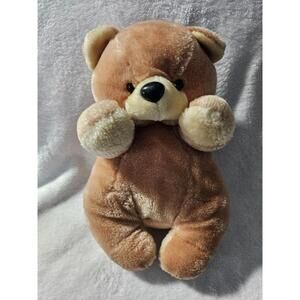 Vintage Ace Novelty Stuffed Teddy Bear Plush Toy Beige Chubby 10" Soft Cuddly